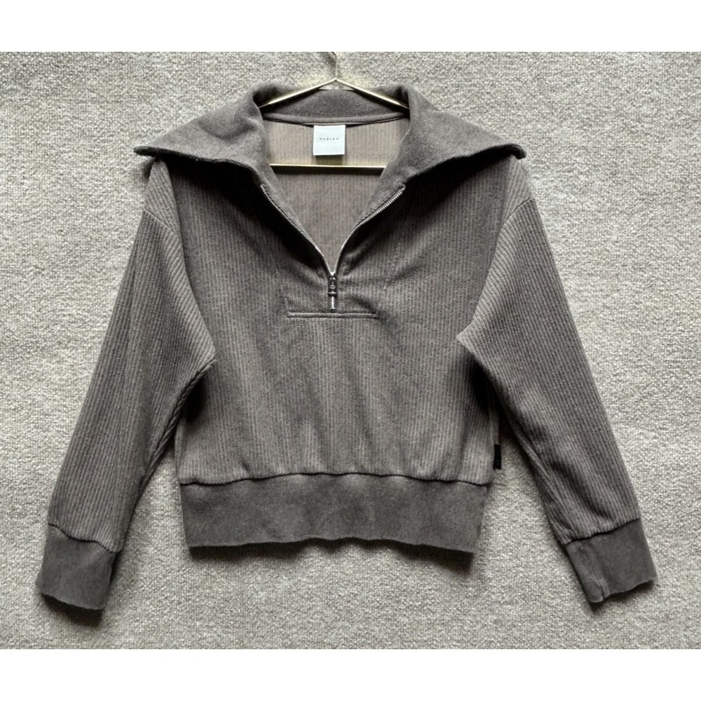 Varley Maguire Half Zip Pullover Sweater Chocolate‎ Small Plush Cord Sweat EUC